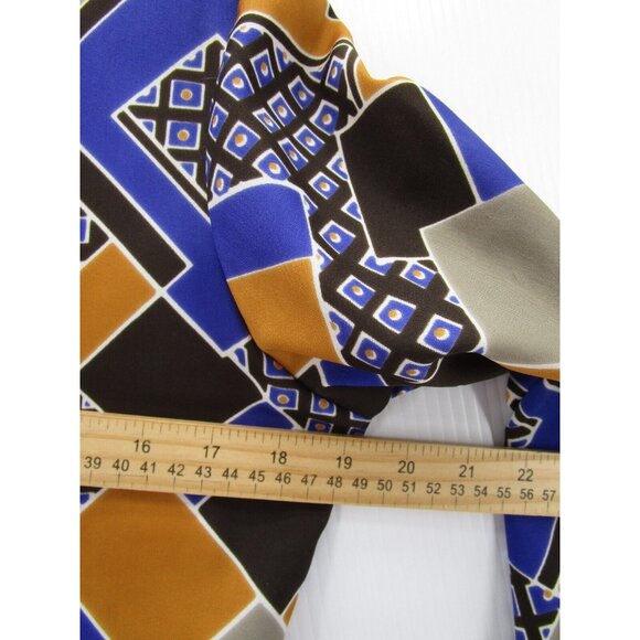 VINTAGE Arrow Shirt 10 Brown Button Up Belted Abstract Colorful 90s - Picture 5 of 10